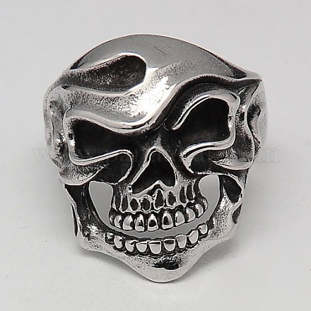 Прохладно Хэллоуин украшения черепа кольца для мужчин RJEW-F006-080-1