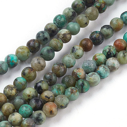Brins de perles turquoises africaines naturelles (jaspe) TURQ-G037-4mm-1