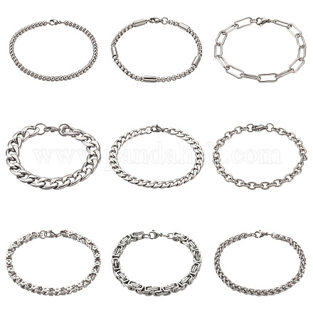 Bracelets chaîne unisexe 304 en acier inoxydable BJEW-TA0001-05P-1