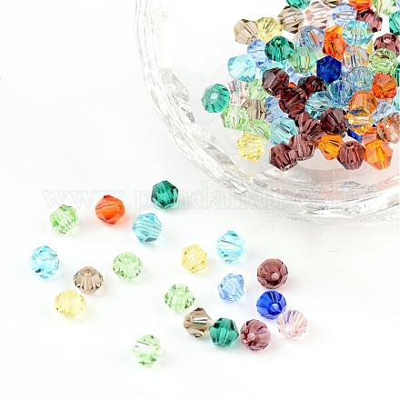 Mixed Color Bicone Faceted Glass Crystal Spacer Beads X-I5301GB4MM-1