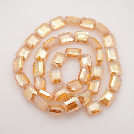 Rectangle Electroplate Rainbow Plated Glass Beads Strands EGLA-P002-F03-1