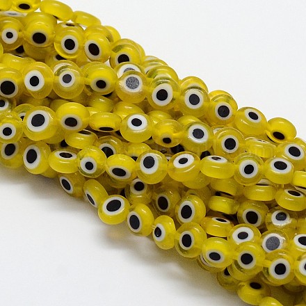 Chapelets de perles rondes de chalumeau manuelles de mauvais œil LAMP-L058-6mm-01-1