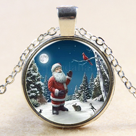 Collares pendientes de cristal de la imagen de la Navidad NJEW-D280-55S-1