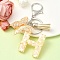 Resin & Acrylic Keychain, with Faux Suede Tassel Pendant & Alloy Findings, Letter H, 9.5cm