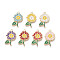 Alloy Enamel Pendants, Flower Charms, Golden, Cadmium Free & Nickel Free & Lead Free, Mixed Color, 25.5x15.5x1.5mm, Hole: 1.4mm