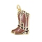 Brass Pendants, Boots Charms, with Enamel, Cadmium Free & Lead Free, Rack Plating, Long-Lasting Plated, Real 18K Gold Plated, with Jump Ring, Saddle Brown, 22.5x15x2mm, Hole: 3.3mm