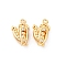 Brass Rhinestone Pendants, Snow Pea Charm, Real 18K Gold Plated, 14.5x8.5x4mm, Hole: 1.2mm
