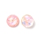 Transparent Resin Cabochons, with Sequin, Half Round, Pink, 12x5mm