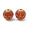 Alloy Enamel Beads, Round, Golden, Red, 10.5mm, Hole: 2mm