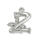 Brass Crystal Rhinestone Letter Links Connector Charms, Real Platinum Plated, Letter Z, 14x12x3.5mm, Hole: 1.2mm and 1.5mm