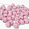 Plating Acrylic Beads, Round with Cross, Pearl Pink, 8mm, 1800pcs/bag