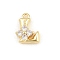 Brass Micro Pave Clear Cubic Zirconia Charms, Long-Lasting Plated, Rack Plating, Cadmium Free & Lead Free, Real 18K Gold Plated, Letter L Charms, 10.5x7.5x3.5mm, hole: 1.2mm