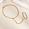 Stainless Steel Curb Chain Finger Ring Bracelets for Women, with Plastic Pearl, Real 18K Gold Plated, 3 inch(7.5cm) long, Inner Diameter: 6-1/2 inch(16.5cm), ring: 80mm Inner Diameter