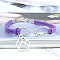 Infinity & Paw Print & Word Love Alloy with Suede Cord Charm Bracelets, Platinum, Dark Orchid, 6-3/4 inch(17cm)