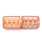 Electroplate Glass Beads, Column with Rhombus Pattern, Light Salmon, 11.5~12x8~8.5mm, Hole: 1.2~1.4mm