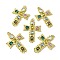 Brass Micro Pave Cubic Zirconia Pendants, with Glass, Cross Charms, Rack Plating, Lasting Plated, Cadmium Free & Lead Free, with Jump Ring, Real 18K Gold Plated, 70x47x5mm, Hole: 5mm