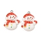 Christmas Theme Opaque Resin Pendants, with Platinum Iron Loop, Snowman, 31x24x18mm, Hole: 2mm