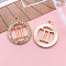 Zinc Alloy Crystal Rhinestone Pendants, Flat Round, Constellation, Light Gold, Gemini, 21x18mm