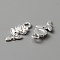 Alloy Pendants, Rose Charms, Silver, 20x10.5x2.5mm, Hole: 3mm