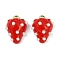 Brass Enamel Pendants, Strawberry, with ABS Imitation Pearl, Lead Free & Cadmium Free, Long-Lasting Plated, Rack Plating, Real 18K Gold Plated, FireBrick, 20x15x10mm, Hole: 1.5mm