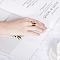Roman Numerals 304 Stainless Steel & Crystal Rhinestone & Natural Shell Finger Rings, Rose Gold, US Size 7(17.3mm)