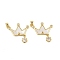 Brass Micro Pave Cubic Zirconia Pendants, Crown with Flower Charms, with Natural Shell, Cadmium Free & Lead Free, Rack Plating, Long-Lasting Plated, Real 18K Gold Plated, 25x27.5x4mm, Hole: 5x3.5mm