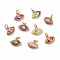 Brass Micro Pave Clear Cubic Zirconia Charms, with Enamel, Eye, Real 18K Gold Plated, Mixed Color, 10x12x3mm, Jump Ring: 5x1mm, 3mm Inner Diameter
