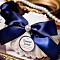 White Shell Shaped Plastic Candy Boxes, with Ribbon Bowknot, Dark Blue, 7x9cm