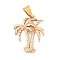 Brass Pendants, Palm Tree Charms, Real 18K Gold Plated, 19x14.5x3mm, Hole: 5.5x3mm