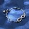 925 Sterling Silver Micro Pave Cubic Zirconia Slide Rings, Link Chain Rings, Infinity, Inner Diameter: 18mm