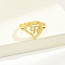 Brass Alphabet Adjustable Rings for Women, with Heart, Letter R, 17mm, US Size 6 1/4(16.7mm)