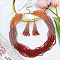 Bohemian Style Acrylic Seed Beaded Multilayer Necklaces & Tassel Dangle Earrings Sets, Dark Red, 600mm