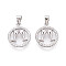 925 Sterling Silver Micro Pave Clear Cubic Zirconia Pendants, Ring with Goblet Charms with 925 Stamp, Rhodium Plated, Platinum, 18x14.5x3mm, Hole: 3.5x5.5mm