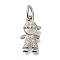 Brass Micro Pave Cubic Zirconia Pendants, Human Charms, with Jump Ring, Platinum, 15x8x2mm