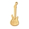 Ion Plating(IP) 304 Stainless Steel Pendants, Guitar Charm, Real 18K Gold Plated, 41.5x14.5x1.5mm, Hole: 2mm