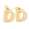 Brass Charms, with Jump Rings, Letter, Real 18K Gold Plated, Letter.D, D: 10x7x1mm, Hole: 2.5mm