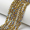 Electroplate Glass Beads Strands, Half Plated, Blue Plated, Faceted, Rondelle, Olive, 3.5x3mm, Hole: 0.4mm, about 123~127pcs/strand, 13.7~14.1 inch(35~36cm)