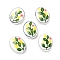 Handmade Porcelain Beads, Oval, Flower, 21x17~18x7~9mm, Hole: 1.8~2.5mm