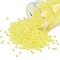 8/0 Glass Seed Beads, Ceylon, Round, Champagne Yellow, 3mm, Hole: 1mm, about 2222pcs/100g