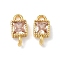 Brass Pave Cubic Zirconia Square Connector Charms, Golden, Rack Plating, Cadmium Free & Lead Free, Long-Lasting Plated, Dark Salmon, 10.5x5x2.5mm, Hole: 1.5mm and 1.8mm