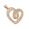 Brass Micro Pave Cubic Zirconia Pendants, Heart, Cadmium Free & Nickel Free & Lead Free, Real 18K Gold Plated, 18x20x5.5mm, Hole: 4x3mm