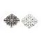 Tibetan Style Filigree Joiners, Cadmium Free & Lead Free, Rhombus, Antique Silver, 36x36x1mm, Hole: 1mm