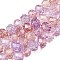 Transparent Glass Beads Strands, Faceted(32 Facets), Rondelle, Plum, 6x5mm, Hole: 1mm, about 80~85pcs/strand, 38~40cm