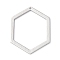 Brass Pendants, Hexagon, Hollow, Platinum, 39x29.5x1mm, Hole: 1.2mm