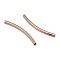 Brass Curved Tube Beads, Curved Tube Noodle Beads, Lead Free & Nickel Free & Cadmium Free, Rose Gold, 30x2mm, Hole: 1.5mm