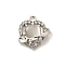 Alloy Pendants, Heart with Star, with Rhinestone & Cat Eye, Rack Plating, Lead Free & Cadmium Free & Nickel Free , Platinum, WhiteSmoke, 17.5x16x5mm, Hole: 2mm