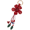 Leather and Alloy Keychain, Flower, FireBrick, 190mm
