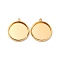Brass Pendant Cabochon Settings, Long-Lasting Plated, Nickel Free, Flat Round, Real 18K Gold Plated, Tray: 14mm, 18x16x2mm, Hole: 1.2mm