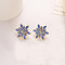Alloy Enamel Stud Earrings, Snowflake, Golden, Cornflower Blue, 25mm