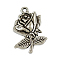 Alloy Pendants, Cadmium Free & Nickel Free & Lead Free, Flower, Antique Silver, 25x15x3mm, Hole: 2mm